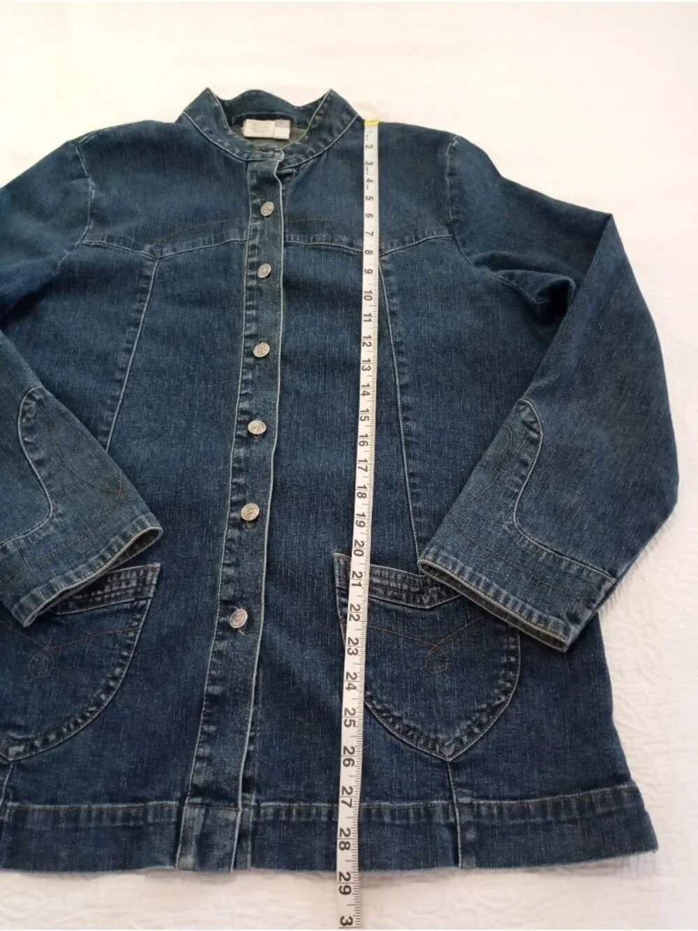 Ulla Popken Womens Denim Jacket Stand Collar Relaxed Fit Siz 12/14 Casual Style